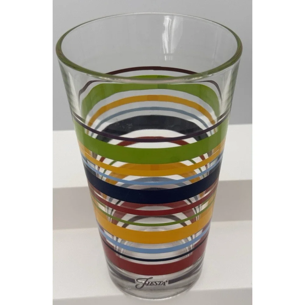 Libbey Fiestaware Tumblers Fiesta Stripes Mambo Drinking Glass 16oz Retired 4 Pc